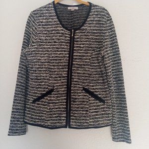 Rozeali women's jacket black with cream long sleeve ziper M